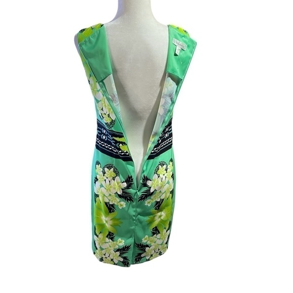 Green Tropical-floral Sheath/Shift Dress Summer by Dress Barn - Size 6 - Picture 4 of 12